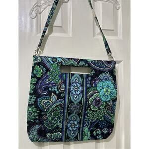 Vera Bradley 2009 Retired Blue Rhapsody Holiday Tote Paisley Floral Black Blue